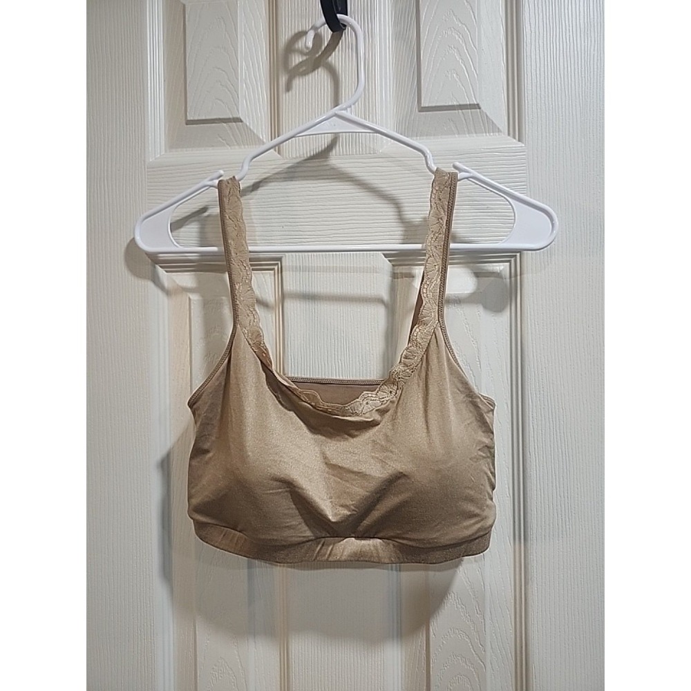 Maidenform XL Nude Beige Lace Trim Wireless Bralette Comfort Bra Pullover